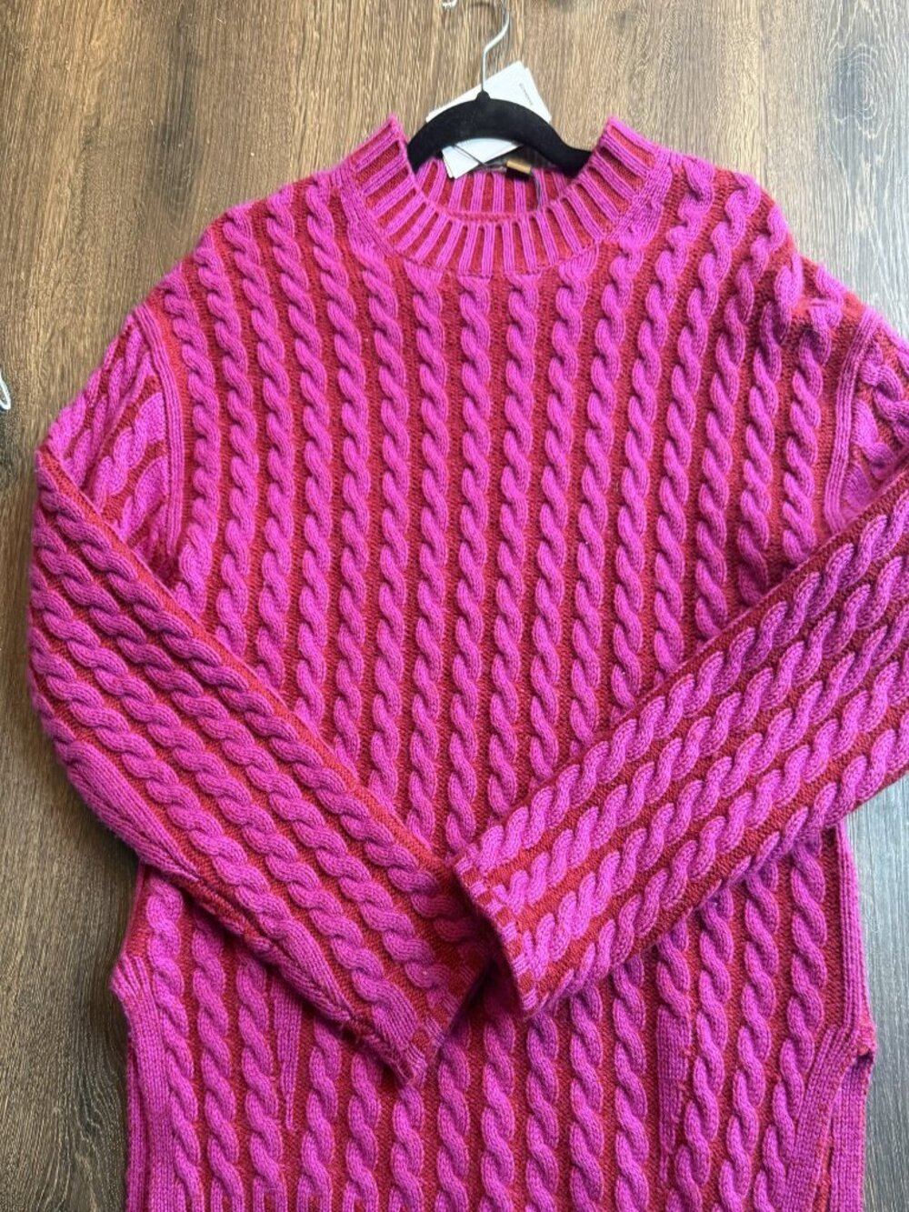NWT Naadam Color Plaited Cable Crewneck Wool Cashmere XS
